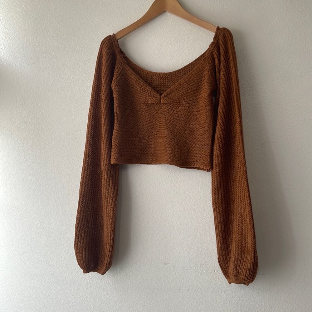 Women’s Long Sleeve Cropped Crochet Top
